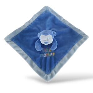Baby Essentials Lovey Lovie Security Blanket Little Monkey Plush Blue 12"